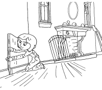 A coloring page of coraline