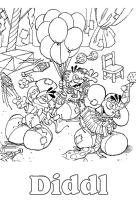 A coloring page of diddl