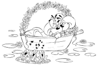 A coloring page of diddl