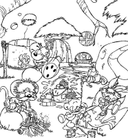 A coloring page of diddl