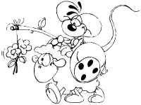 A coloring page of diddl