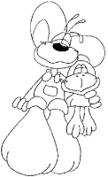 A coloring page of diddl