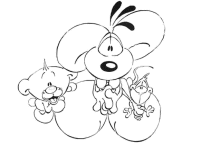 A coloring page of diddl