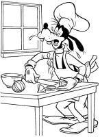 A coloring page of goofy