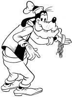 A coloring page of goofy