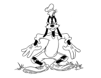 A coloring page of goofy
