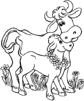 A coloring page of cow