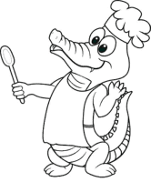 A coloring page of crocodile