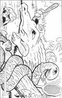 A coloring page of crocodile