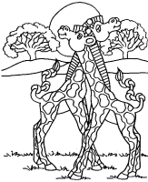 A coloring page of giraffe