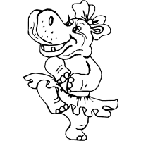 A coloring page of hippopotamus