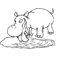 A coloring page of hippopotamus