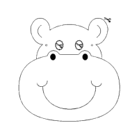 A coloring page of hippopotamus