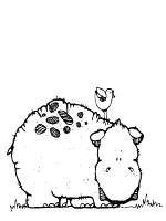 A coloring page of hippopotamus