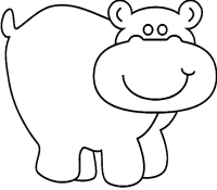 A coloring page of hippopotamus