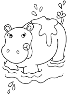 A coloring page of hippopotamus