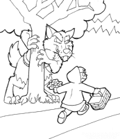 a coloring page of little red riding hood