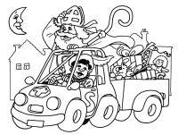 A coloring page of sinterklaas