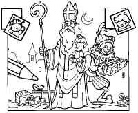A coloring page of sinterklaas