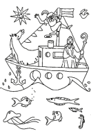 A coloring page of sinterklaas