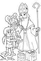 A coloring page of sinterklaas