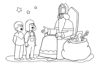 A coloring page of sinterklaas