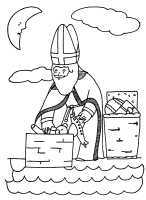 A coloring page of sinterklaas