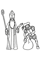 A coloring page of sinterklaas