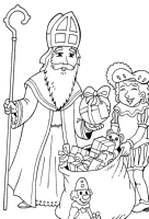 A coloring page of sinterklaas