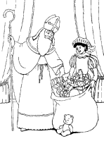 A coloring page of sinterklaas