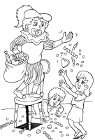 A coloring page of sinterklaas