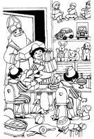 A coloring page of sinterklaas