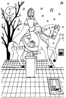 A coloring page of sinterklaas