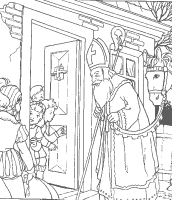 A coloring page of sinterklaas