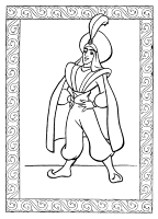 A coloring page of aladdin
