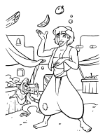 A coloring page of aladdin