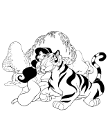 A coloring page of aladdin