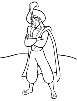 A coloring page of aladdin
