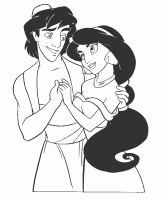 A coloring page of aladdin