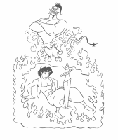 A coloring page of aladdin