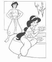 A coloring page of aladdin