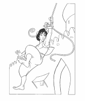 A coloring page of aladdin