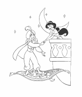 A coloring page of aladdin