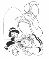 A coloring page of aladdin