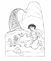 A coloring page of aladdin