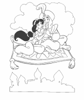 A coloring page of aladdin