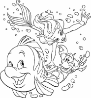A coloring page of ariel