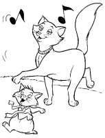 A coloring page of aristocat
