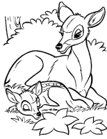 A coloring page of bambi
