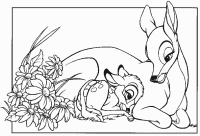 A coloring page of bambi